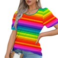 thumbnail image 6 of LiMoi Womens Short Sleeve T Shirts Crew Neck Womens Tops Casual 3/4 Sleeve Color Block Crewneck T Shirt Plus Size Tops New & Trending, 6 of 7