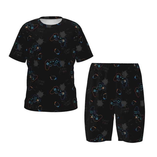 Balery Game Time Conjunto de Pijama Infantil de Manga Corta con Estampado – Ropa de Dormir de Algodón Suave-XX-Large