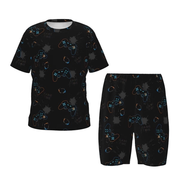 Balery Game Time Conjunto de Pijama Infantil de Manga Corta con Estampado – Ropa de Dormir de Algodón Suave-4X-Large