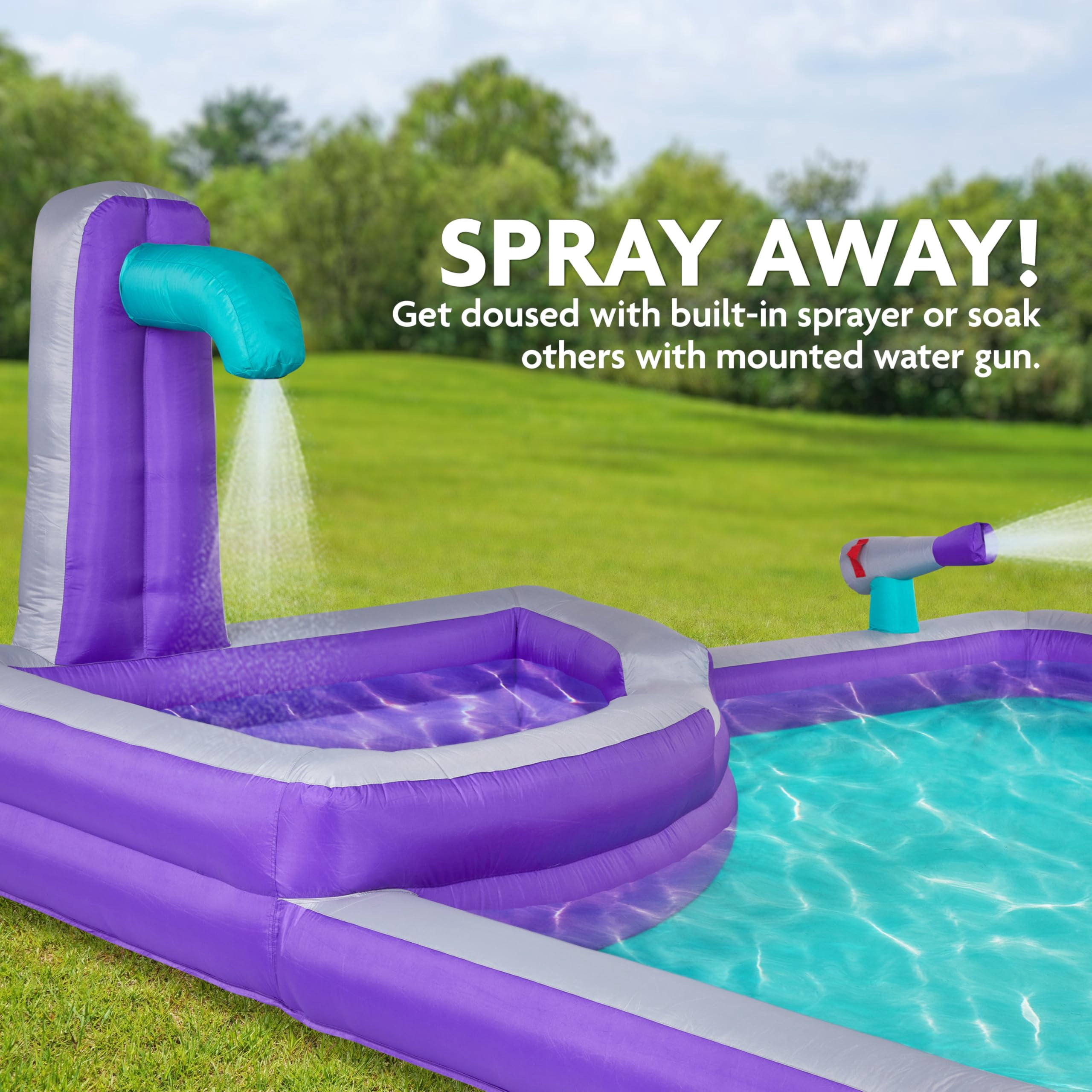 Sunny & Fun Inflatable Water Slide & Blow up Pool, Kids Water Park for Backyard