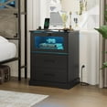 thumbnail image 6 of Hasuit Night Stand with Charging Station and LED Lights, Farmhouse Nightstand with 2 Drawers, Black Bedside Table for Bedroom, 6 of 7