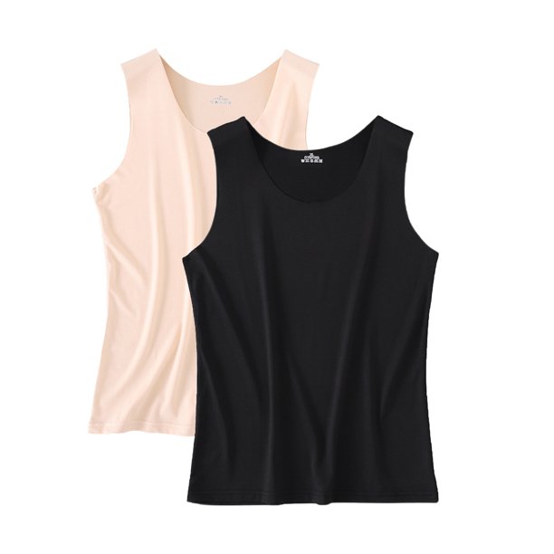 Women's Slim-Fit Tank Tops Supersoft Camisole Seamless Undershirt Pack of 2  