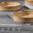 thumbnail image 4 of Vesteel Pasta Bowls Set of 4, 32oz Large Salad Bowls for Dinner Serving Soup, Ceramic Stoneware Pasta Plates with Textured Stripes, Microwave & Dishwasher Safe, Khaki, 4 of 8