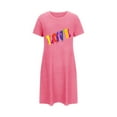 thumbnail image 4 of Camisón corto de mujer, vestido de largo medio con estampado de moda, camisón corto extragrande de mujer, camisón de manga corta con estampado de pecho a la moda, camisón de mujer, 4 of 6