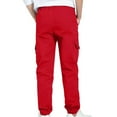 thumbnail image 3 of Jalioing Kids Cargo Pants Elastic Waist Casual Outdoor Athletic Pants Boys Girls Solid Sport Pants with Pocket, 3 of 8