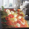 thumbnail image 5 of Area Rugs 2x3 Ft Retro Floral Red White Poppy Flower Field Sky Oil Painting Non-Slip Washable Rug Indoor Rug Floor Mats Non Shedding Carpet for Living Room Bedroom Dining Room Home Decor, 5 of 8