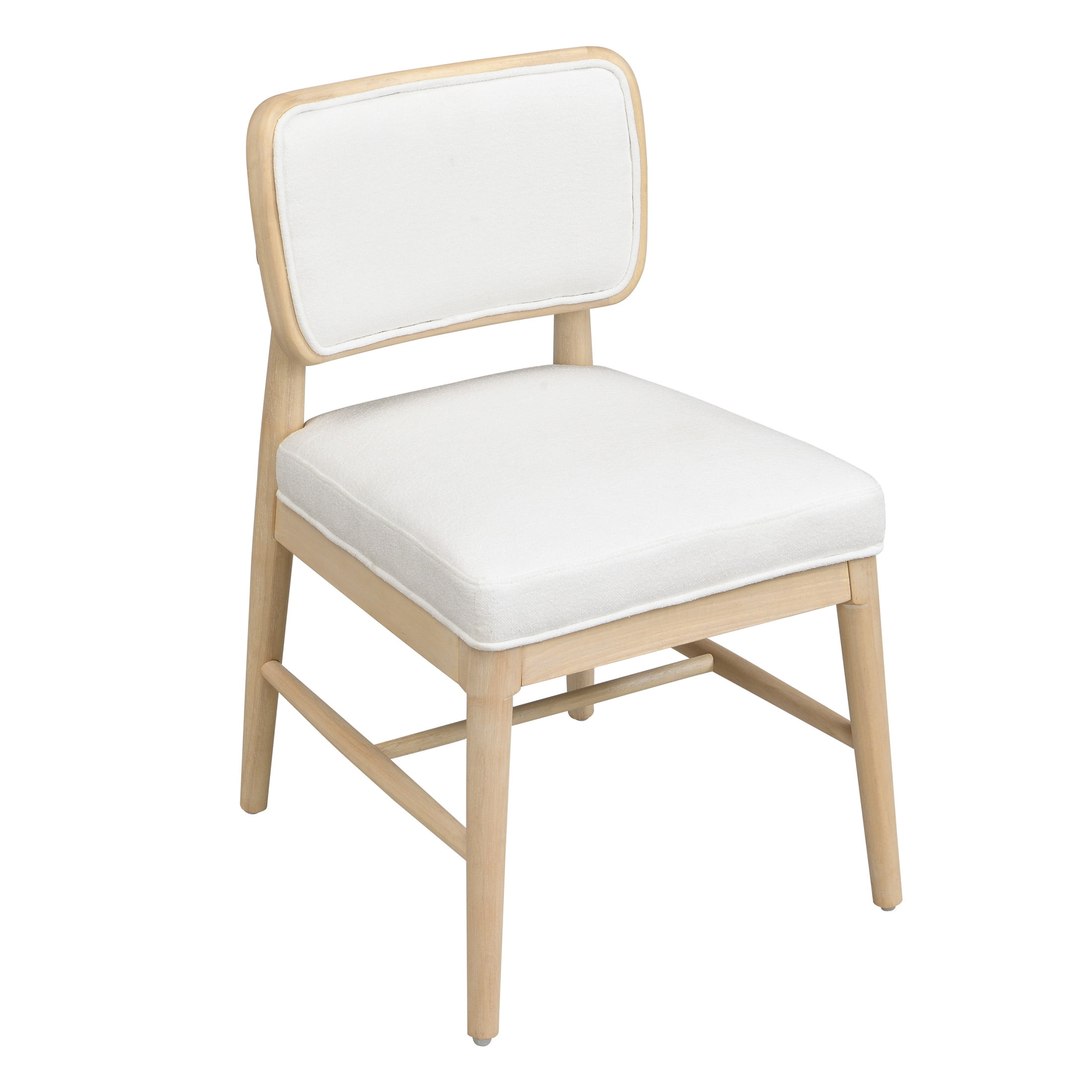 Christopher Knight Home Set of 4 Dining Chairs with Rattan Backrest, Upholstered Seat, White and Light Oak