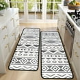 thumbnail image 4 of Kitchen Rugs Sets Of 2,White Geometric Diamond Wave Pattern Anti Fatigue Kitchen Mat Rugs Non Slip Washable,Decorative Kitchen Floor Mats for Kitchen,Sink,Laundry,17"x47"+17"x47", 4 of 5