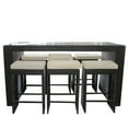 thumbnail image 1 of 7-Piece Black and Beige Wicker Outdoor Furniture Bar Dining Set with Cushions - 78", 1 of 5