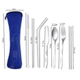 thumbnail image 2 of Outdoor Portable Stainless Steel Cutlery Set - Half Flower - Seven-piece Straw Setdark blue bag, 2 of 5