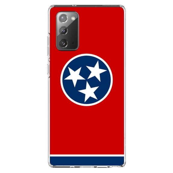DistinctInk Clear Shockproof Hybrid Case for Galaxy Note 20 ULTRA (6.9" Screen) - TPU Bumper, Acrylic Back, Tempered Glass Screen Protector - Tennessee State Flag - US State Flag
