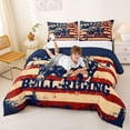 thumbnail image 3 of Manfei Western Cowboy Full Size Comforter Sets,Bull Riding Letter Bedding Comforter Set,Red Blue Us Flag Decor,Navy Blue Reversible,3pcs,1 Comforter and 2 Pillowcases, 3 of 7