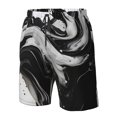 thumbnail image 4 of Pofeuu Fluid Black White Paint Swirls Prin Men's Swim Trunks Quick Dry Bathing Suit Swimming Board Shorts Mesh Lining Beach Swimwear-Medium, 4 of 6