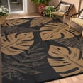 thumbnail image 4 of EastVita 8 X 10 ft Plastic Black Brown Rectangular Beach Front Porches Patio Picnic RV Camping Garage Wide Leaves Modern Area Rug, 4 of 8