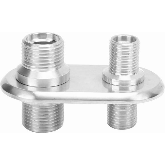 Hongkaii A/C Bulkhead, A/C Bulkhead, Car 2?Port Air Conditioner Bulkhead,Universal Ac Line Port Connector Modification Fit For Hot Rod(Silver) AZ725-32661