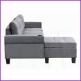 thumbnail image 2 of 4-Seat Modern L-Shaped Sectional Sofa with Left Storage Chaise & 2 Cup Holders for Living Room | Gray | Velvet Fabric | Cushion Back, 2 of 19