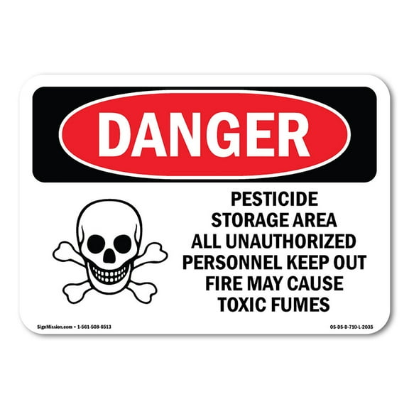 SignMission OS-DS-A-1824-L-2035 18 x 24 in. OSHA Danger Sign - Pesticide Storage Fire Cause Toxic Fumes