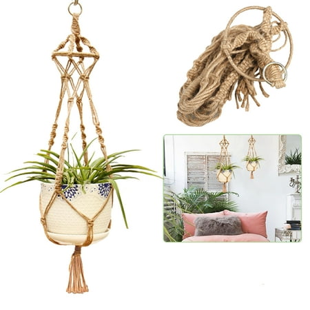 Lighted Hanging Baskets EEEkit Macrame Plant Hangers Indoor Outdoor Hanging Planter Basket Cotton Rope 4 Legs,Simple and Lightweight ()