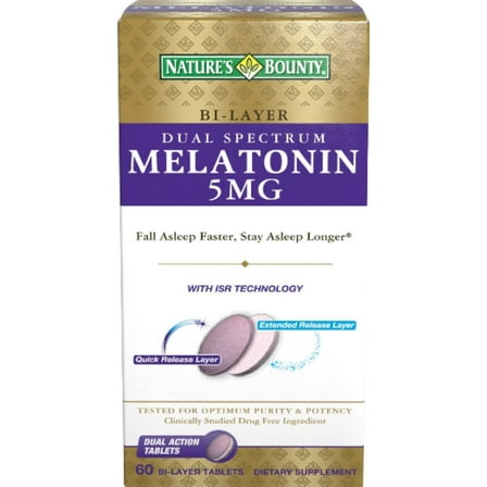 Nature's Bounty Melatonin 5 mg Bi-Layer Tablets 60 ea (Pack of 3)