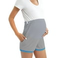 thumbnail image 1 of Xmarks Maternity Shorts for Women Over Belly Workout Yoga Active Home Wear Short Adjustable Belt Pregnancy Running Short Leggings Gray 2XL, 1 of 7