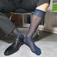 thumbnail image 6 of Men Silk Socks Thin Dress Socks Sheer Business Socks Soft Nylon Knee High Dress Socks Over the Calf Dress Socks Gifts, 6 of 20