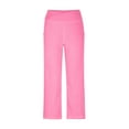thumbnail image 4 of Womens High Waist Capri Yoga Leggings Cropped Pant for Workout with Two Pockets Pink XXL, 4 of 7