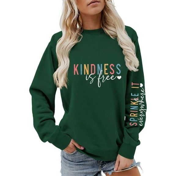Wxolcjlv Women's Crewneck Sweatshirt Colorful Letter Print Long Sleeve Casual Pullover