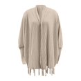thumbnail image 4 of Kureaily Women's Autumn And Winter Solid Color Knitted Fringed Cape Cardigan Coat Long Sleeve Cardigan, 4 of 4