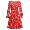thumbnail image 2 of Vestido Retro Vestido Estampado Navideño Vestido Acampanado Mujer Vestido Informal Estampado Navideño O-Cuello Vestido Acampanado de Manga Larga Odeerbi ODB115000, 2 of 4