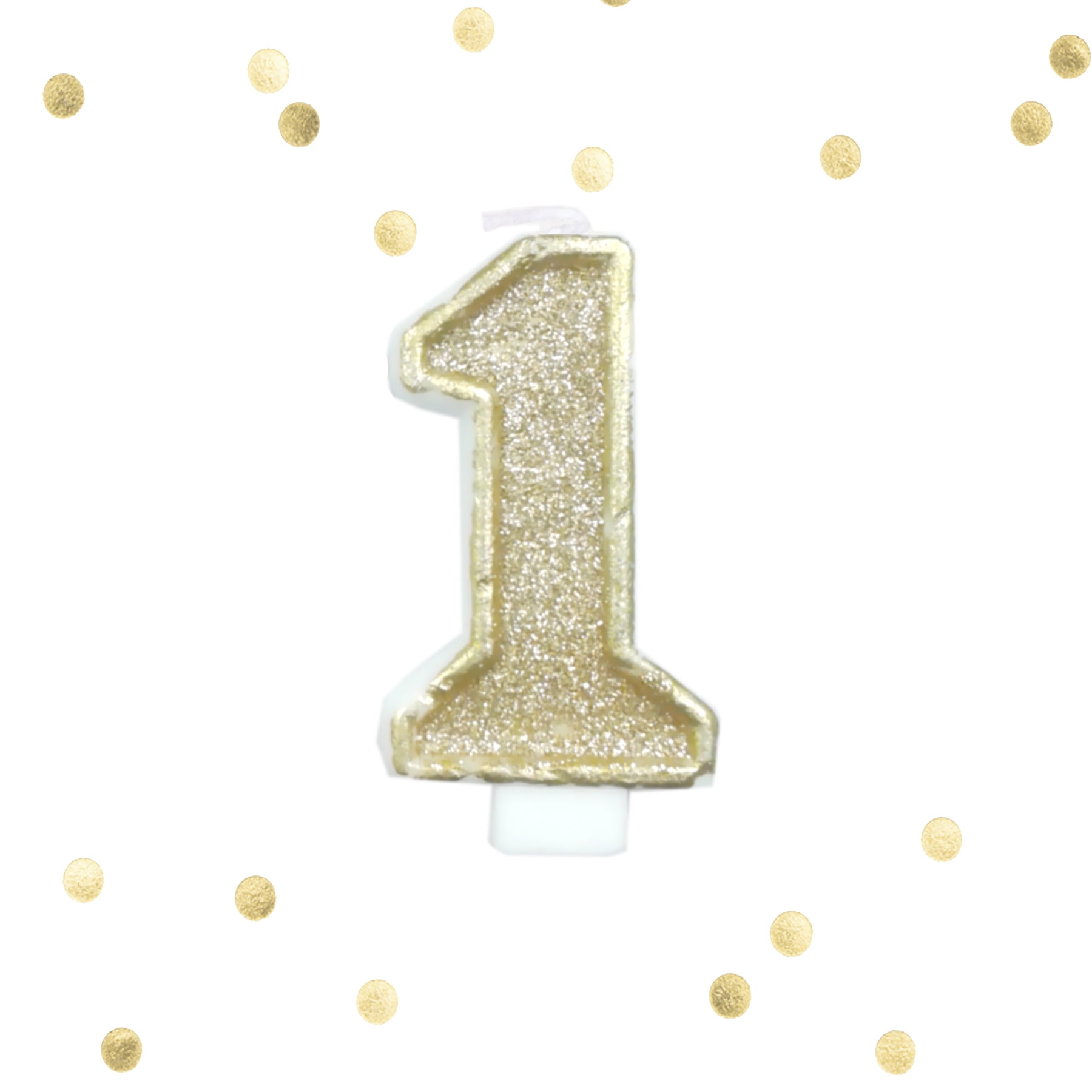 Gold Age 1 Glitter Moulded Pick Number Candle