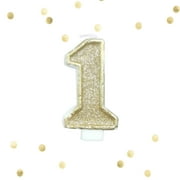 Light Gold Glitter 1st Birthday Candle Number 1 One Smash Cake Topper