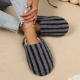 thumbnail image 4 of Fnooota Womens Fuzzy Slippers, Stripe Warm Non Slip Winter House Slippers Home Shoes Black Size 5.5-6, 4 of 6