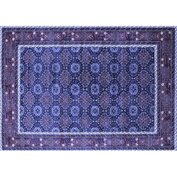 Ahgly Company Machine Washable Indoor Rectangle Oriental Blue Industrial Area Rugs, 2' x 3'