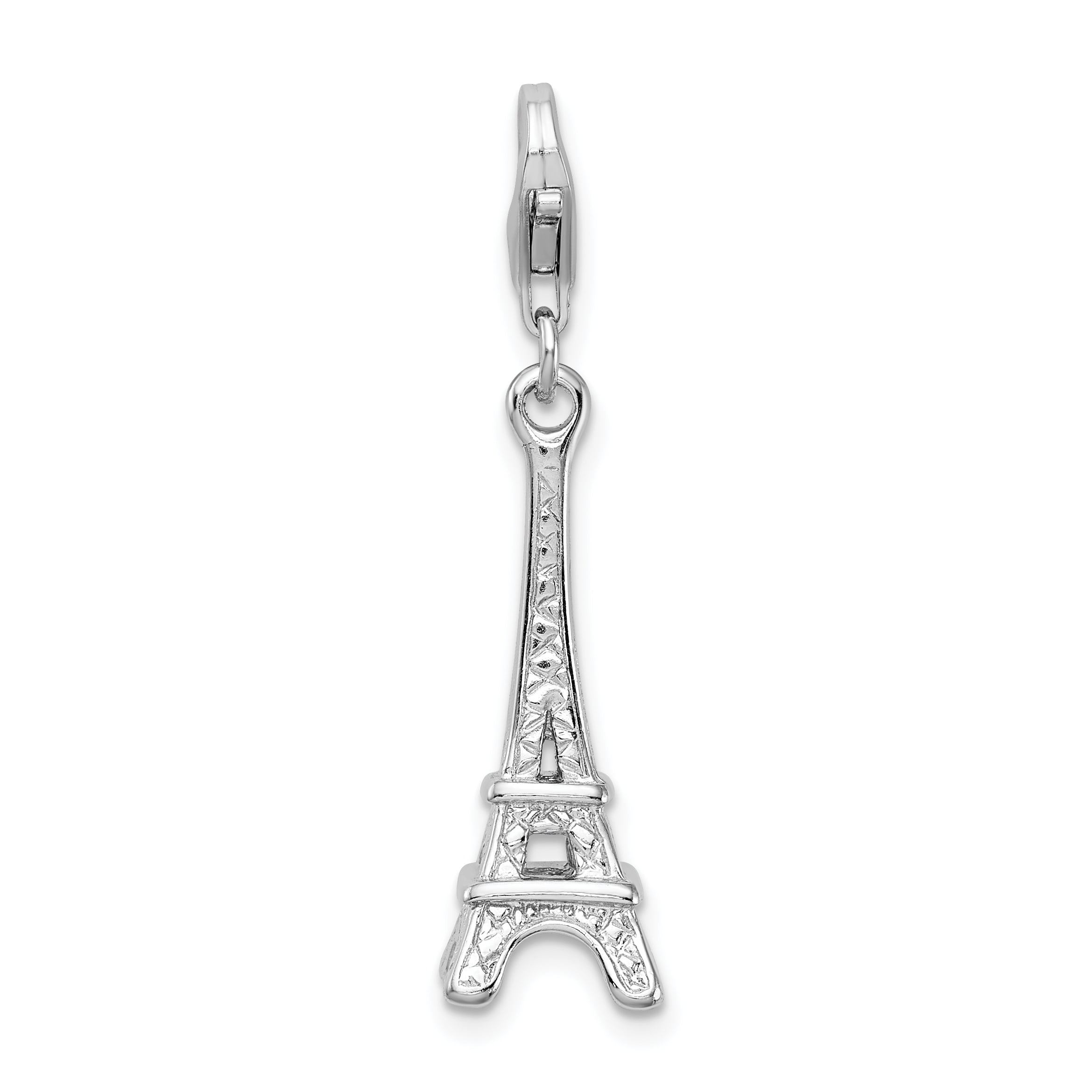 Sterling Silver Polished Eiffel Tower w//Lobster Clasp Charm