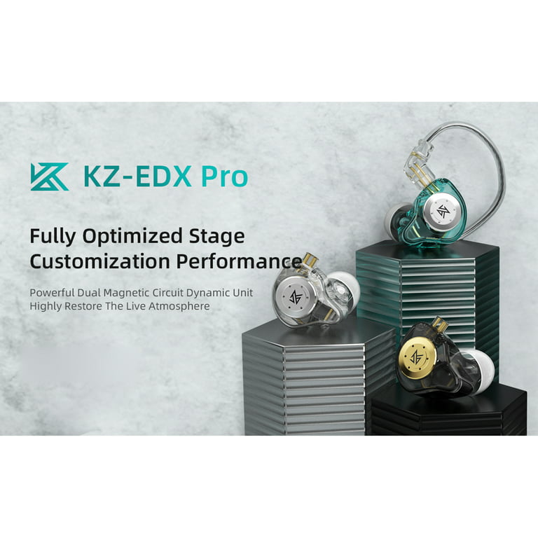 KZ EDX Pro in-Ear Stage Monitor Headphone, Dual Magnetic Dynamic Unit  Earphone, Shock Bass Earbuds with 0.75mm Detachable Cable Comfortable Wired