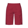 thumbnail image 5 of Costeam Womens Knee Length Bermuda Shorts Side Split Hem Side Slip Pockets Wide Fold Over Elastic High Waist Lightweight Wrinkle Resistant Loose Vacation Casual Bottoms, 5 of 8