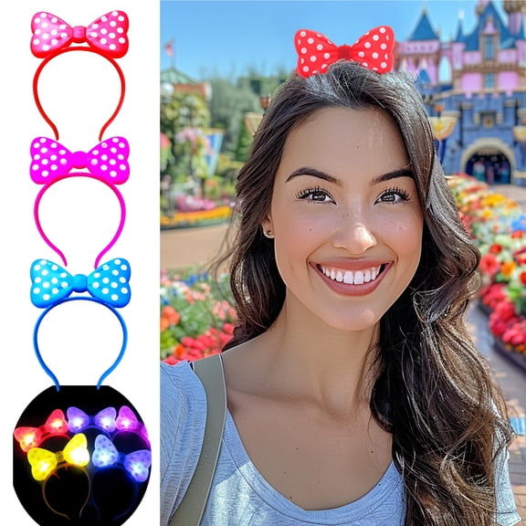LED Lighting Headband 8 PCS Ox Horn Bow Shape Glow Ears party B-day Multi Colors