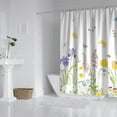 thumbnail image 2 of Spring Summer Shower Curtain, Floral Butterfly Shower Curtains for Bathroom, Seasonal Flowers Home Decor Waterproof Fabric with Hooks 72x72 Inch, 2 of 4