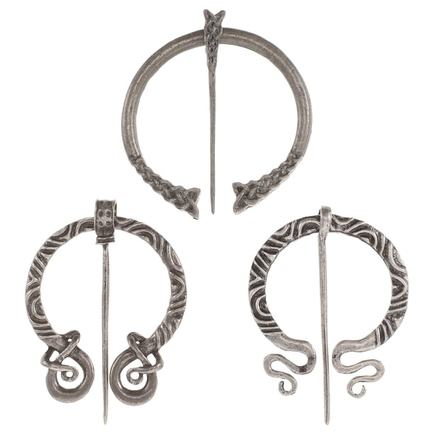 Juego de broches vikingos vintage - 3 piezas Alfileres de capa Broches de chal Alfileres Broche de capa medieval Joyería vikinga Alfiler de bufanda para chales Bufandas Trajes medievales