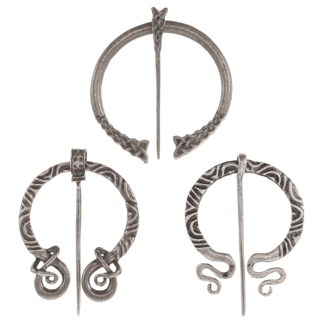 Juego de 3 broches vikingos vintage: alfileres para capa, chal, broches medievales, joyas vikingas, alfiler para bufanda, chales, bufandas y disfraces medievales.