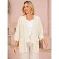 thumbnail image 3 of DARING DIVA Women's 3/4 Sleeve Open Front Lightweight Shrug With Pockets S Khaki, 3 of 6