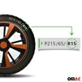 thumbnail image 5 of OMAC 15" Set of 4 Pcs Wheel Covers Black with Orange Hubcaps fits R15 Tire Steel Rim, 5 of 8
