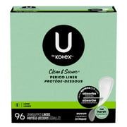 U by Kotex Clean & Secure Panty Liners, Light Absorbency, Long Length, 96 Count