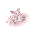 thumbnail image 2 of Musuos Baby Girls Princess Tutu Dress 6M 12M 18M 24M 3Y 4Y Lace Patchwork Flying Sleeve Bowknot Floral Print Sundress, 2 of 10