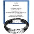 thumbnail image 2 of Men's Gift Leather Infinity Bracelet, Black Woven Leather Bracelet Stainless Steel Engraved Love You Forever Jewelry Gift Dad Husband Brother Boyfriend Son 7.5/8/9 inch, 2 of 5