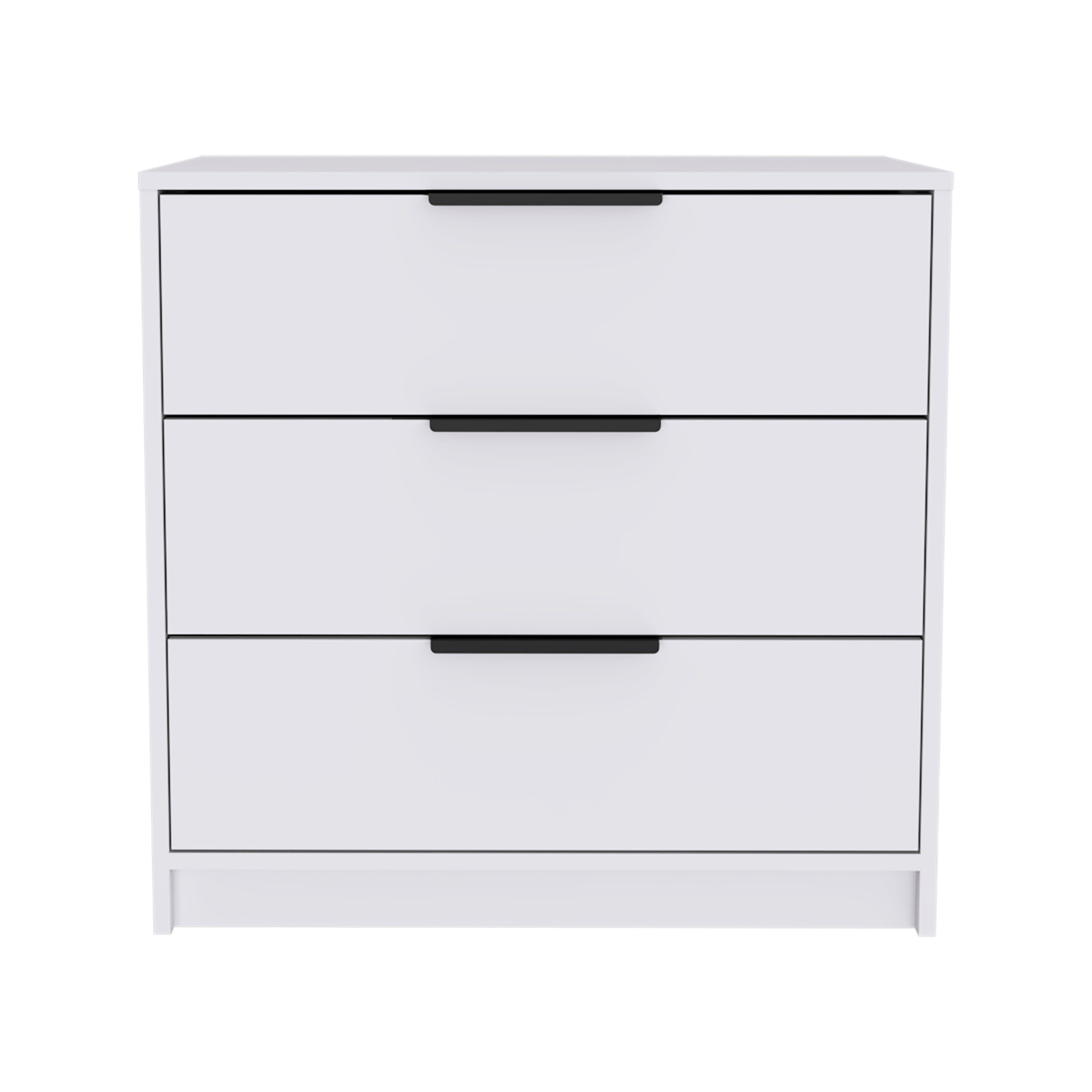 Boahaus Nelly Modern 3-Drawer Dresser, White, for Bedroom