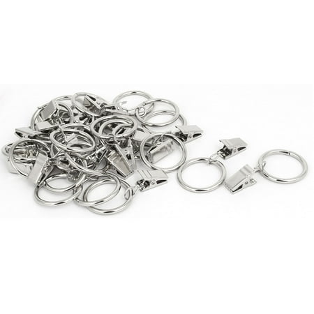 Metal Drapes Curtain Clip Ring Hanging Hooks Silver Tone 1 Inner