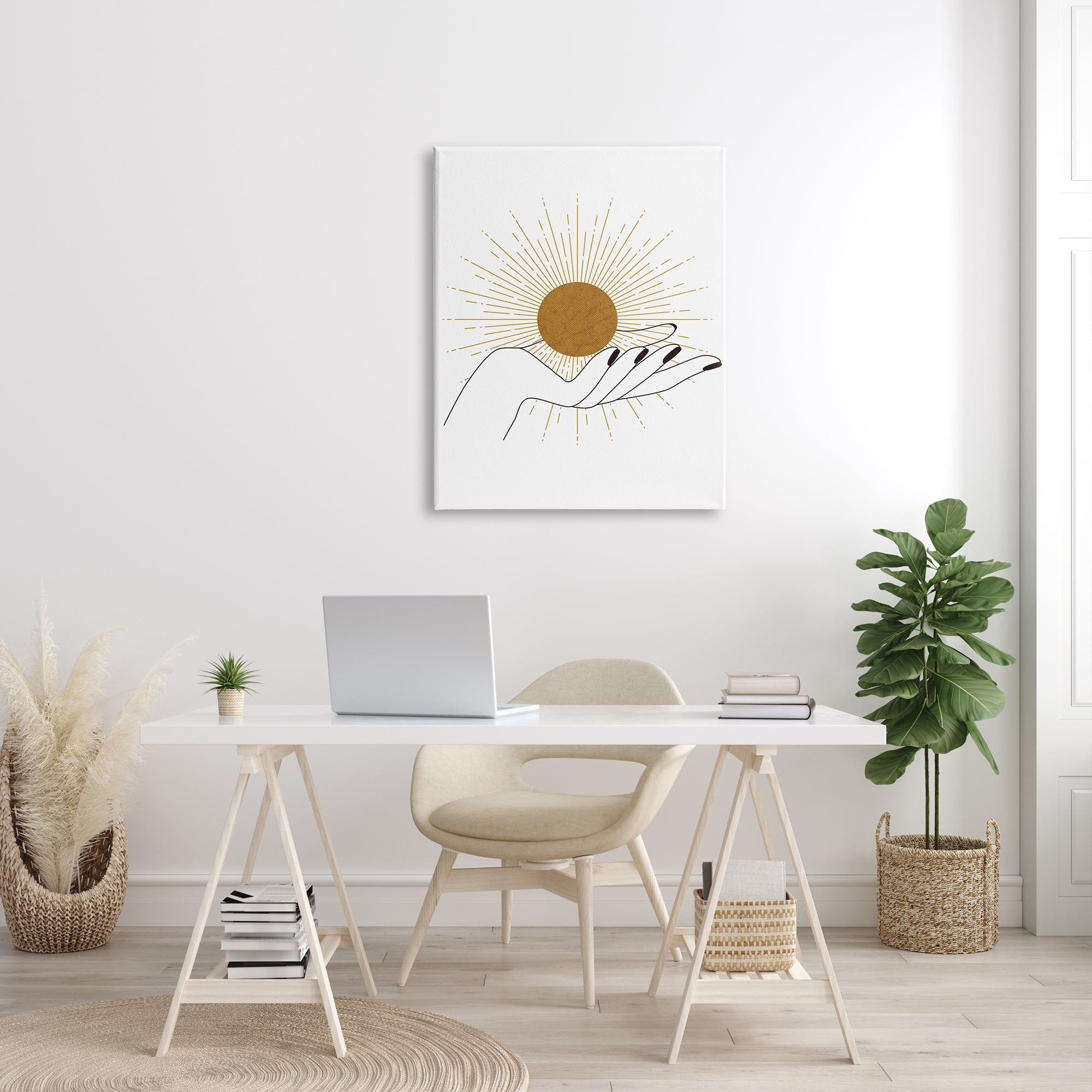 Stupell Industries Hand Holding Deco Inspired Sun with Rays, 30 x 40, Designed by JJ Design House LLC