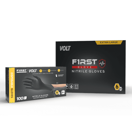 

First Glove Extreme X-Large 1000 Ct. 6 Mil Black Nitrile Gloves - Food Safe Disposable Gloves Disposable Cleaning Gloves Micro Textured Gloves for Enhanced Grip Latex Free Gloves