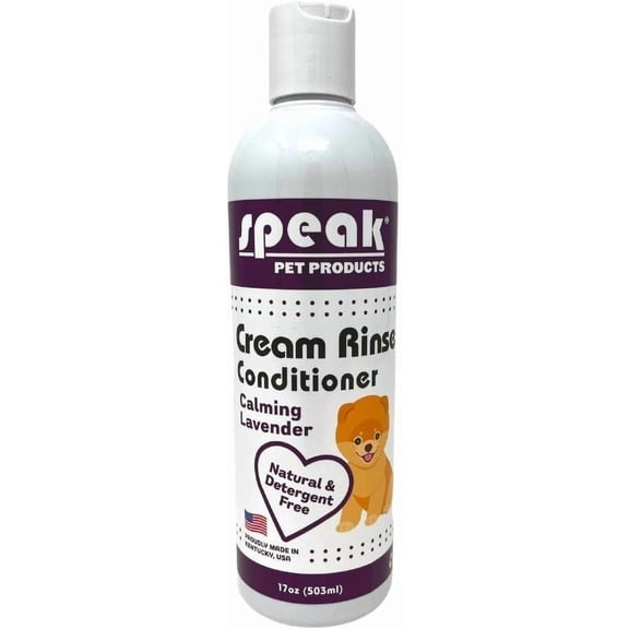 Speak Pet Products Dog Natural Cream Rinse Conditioner, Calming Lavender, Soothing Moisturizer for Sensitive Skin, 17oz